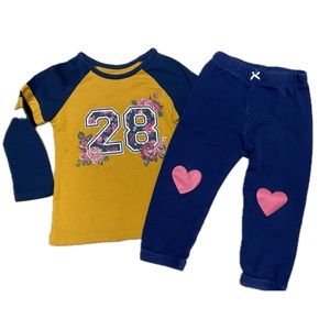 18 Months Baby Girl Navy Blue & Yellow long sleeve & sweatpants set